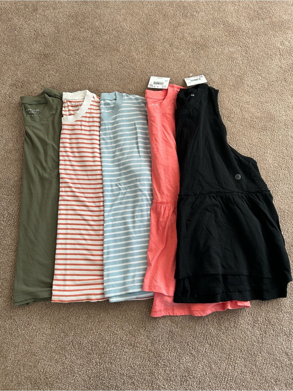 Mixed Tank Top Bundle - Olive, Coral, Light Blue, Striped, Black